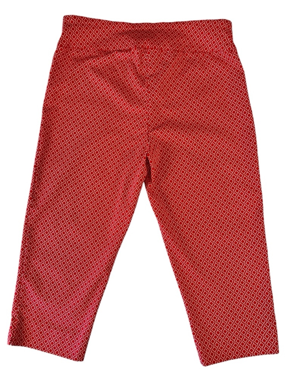 Zac & Rachel Red Capris with White Geometric Pattern Sz 16